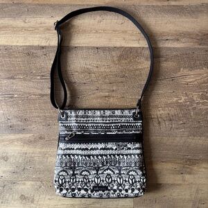 Sakroots Black & White Artist Circle Flat Crossbody Bag